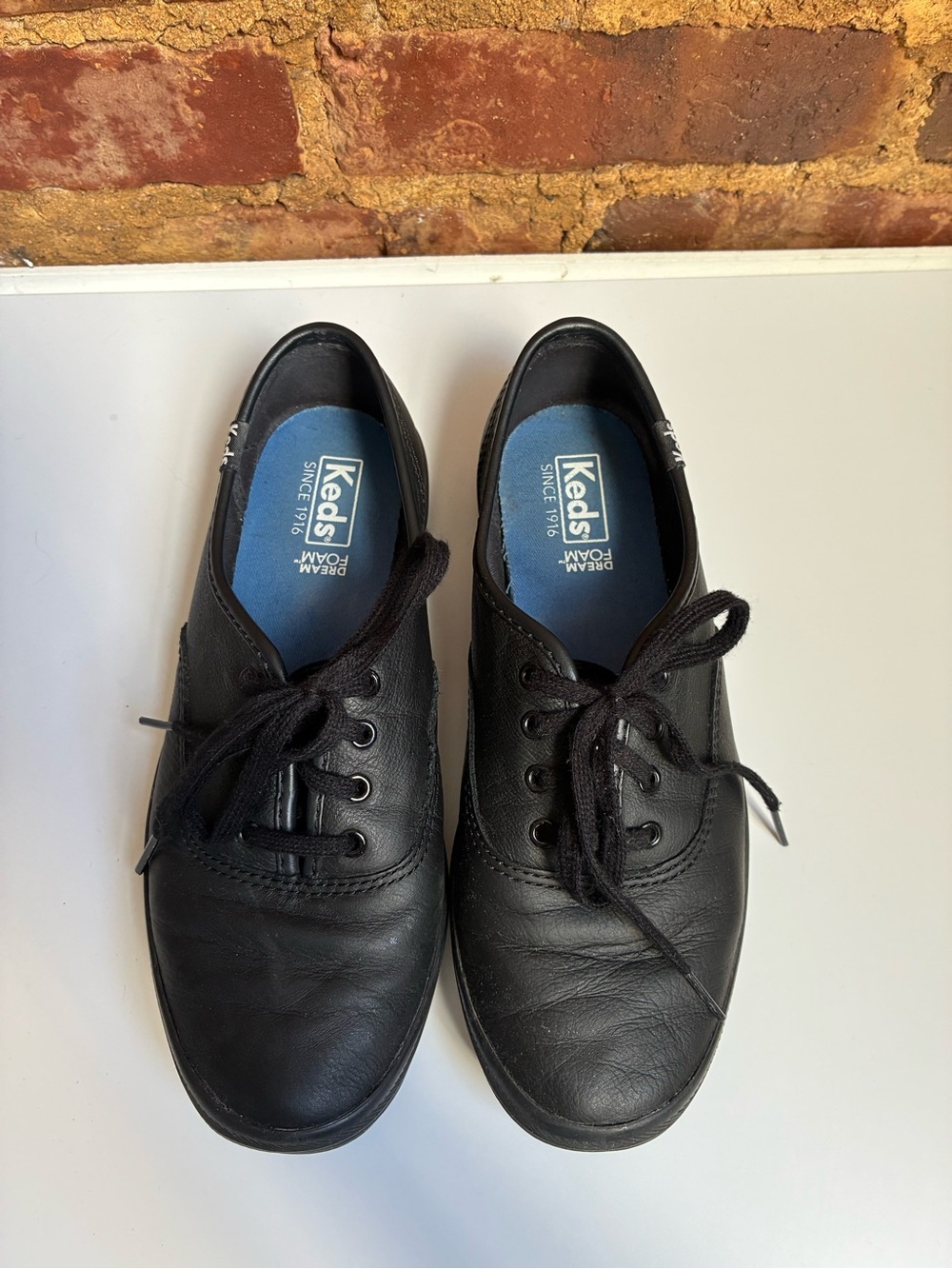 Keds Black Leather Dream Foam Sneakers Sz. 6
